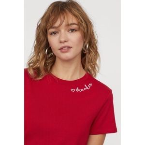 Red Cropped Heart Breaker Graphic Tee